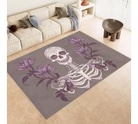 Generico Tappeto Camera da Letto Imitazione Cashmere 80x120 cm Stampa Teschio Fiore Astratto 3D Motivi Squisiti Tappeto Cucina Antiscivolo Lavabile Adatto a Corridoi Ville Classiche Angoli Lettura