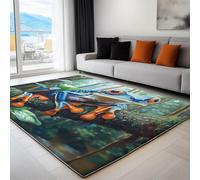 Generico Tappeto Classico da Salotto Dipinto Ad Olio Raffigurante Una Rana Arboricola 140 x 200 cm Lavabile Pelo Corto, Verde - Tappeto Chic per Soggiorno Camera da Letto e Sala da Pranzo