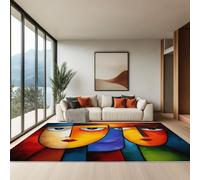 Generico Tappeto Classico da Salotto Linee Astratte Del Volto Umano 60 x 90 cm Lavabile Pelo Corto, Colore - Tappeto Chic per Soggiorno Camera da Letto e Sala da Pranzo