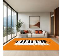 Generico Tappeto Classico da Salotto Musicalità Tasti Del Pianoforte 140 x 200 cm Lavabile Pelo Corto, Colore Arancione - Tappeto Chic per Soggiorno Camera da Letto e Sala da Pranzo