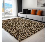 Generico Tappeto Classico da Salotto Tema Leopardo Con Stampa Animalier 160 x 230 cm Lavabile Pelo Corto, Giallo - Tappeto Chic per Soggiorno Camera da Letto e Sala da Pranzo
