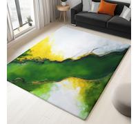 Generico Tappeto Classico Soggiorno Verde Tappeto Antiscivolo Lavabile, Moquette Pelo Corto Linee Astratte Del Fiume per Cucina Soggiorno Ufficio, 140 x 200 cm