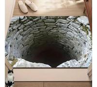 Generico Tappeto con illusione ottica 3D, tappeti con illusione ottica Hole, zerbino antiscivolo senza fondo con illusione ottica Trap, prova e gioca con il tuo gatto o cane (K,60 * 90cm)