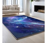 Generico Tappeto con Stampa Sognante Anime Cristallo Farfalla Lavabile in Lavatrice Soft Touch 160 x 230 cm Tappeto Durevole per Soggiorno Camera da Letto Blu Tappetino per l'ingresso Antiscivolo