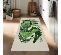 Generico Tappeto Corridoio Lungo 50 x 140 cm, Tappeto Cucina Antiscivolo Lavabile Runner Drago Animale Felce Verde Corridoio Pelo Corto Arte Astratta per Ingresso Camera da Letto Lavanderia