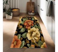 Generico Tappeto Corridoio Lungo Antidérapant 50 x 140 cm, Tappeto Passatoia Runner Cucina Vintage Piante Foglie Fiori Lavabile Antimacchia Durevole Vecchio Mondo per Soggiorno Sala da Pranzo Foyer
