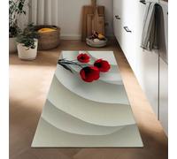 Generico Tappeto Cucina 50 x 140 cm Antiscivolo Lavabile in Lavatrice, Tappeto Ingresso Lungo Righe A Spirale Fiori Pelo Corto Arte Astratta per Corridoio Bagno Lavanderia Ufficio