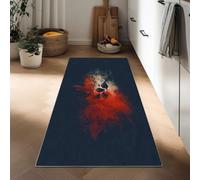 Generico Tappeto Cucina 60 x 150 cm Antiscivolo Lavabile in Lavatrice, Tappeto Ingresso Lungo Astratto Teschio Misterioso Fumo Pelo Corto Stile Dark per Corridoio Bagno Lavanderia Ufficio