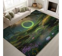 Generico Tappeto da camera da letto Fantasy Foresta Portale Alone Tappeti Pelo Corto Morbido Antiscivolo Tappeti Salotto Grandi Camera da Letto Home Decor (Verde Bosco, 50 x 80 cm)