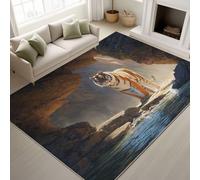 Generico Tappeto da camera da letto Primo Piano Lupo Grotte Luce Del Sole Tappeti Pelo Corto Morbido Antiscivolo Tappeti Salotto Grandi Camera da Letto Home Decor (Arancione, 60 x 90 cm)