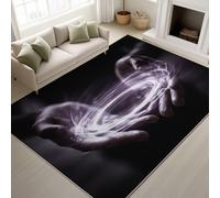 Generico Tappeto da camera da letto Primo Piano Mani Fiamme Alone Tappeti Pelo Corto Morbido Antiscivolo Tappeti Salotto Grandi Camera da Letto Home Decor (Nero, 140 x 200 cm)