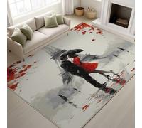 Generico Tappeto da camera da letto Retro Torre Eiffel Coppia Ombrello Tappeti Pelo Corto Morbido Antiscivolo Tappeti Salotto Grandi Camera da Letto Home Decor (Bianco, 90 x 150 cm)