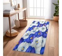 Generico Tappeto Da Corridoio Antiscivolo 40 x 120 cm, Tappeto Da Cucina Lavabile Con Motivo Fiori Violette, Tappeto Lungo Blu Per Ingresso Camera Da Letto Lavanderia Soggiorno