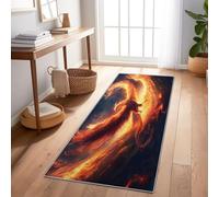 Generico Tappeto Da Corridoio Antiscivolo 40 x 120 cm, Tappeto Lungo Arancione Grigio Da Cucina Lavabile Motivo Fantasy Bello Fenice Per Ingresso Camera Da Letto Lavanderia Soggiorno