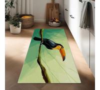 Generico Tappeto da Corridoio Antiscivolo 40 x 120 cm, Tappeto Passatoia Arte Astratta Pelo Corto Rami Tropicali Uccelli per Corridoio Ufficio Entrata Casa Cucina da Ingresso