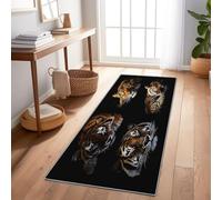 Generico Tappeto Da Corridoio Antiscivolo 50 x 140 cm, Tappeto Da Cucina Lavabile Con Motivo Animale Tigre Leopardo, Tappeto Lungo Nero Per Ingresso Camera Da Letto Lavanderia Soggiorno