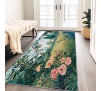 Generico Tappeto Da Corridoio Antiscivolo 50 x 140 cm, Tappeto Da Cucina Lavabile Con Motivo Bello Giardino Casa, Tappeto Lungo Verde Per Ingresso Camera Da Letto Lavanderia Soggiorno