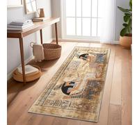 Generico Tappeto Da Corridoio Antiscivolo 60 x 150 cm, Tappeto Da Cucina Lavabile Con Motivo Antico Egitto Re D’Egitto, Tappeto Lungo Marrone Per Ingresso Camera Da Letto Lavanderia Soggiorno