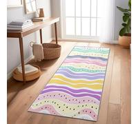 Generico Tappeto Da Corridoio Antiscivolo 60 x 150 cm, Tappeto Lungo Colorato Da Cucina Lavabile Motivo Carino Arcobaleno Strisce Pois Per Ingresso Camera Da Letto Lavanderia Soggiorno