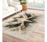 Generico Tappeto da esterno con bordo 8x10 Disegni astratti Tappeto da esterno lavabile per interni,patio,veranda,impermeabile,anti-perdita di pelo,soggiorno(Bianco)-120x180cm