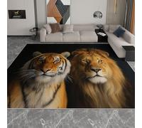 Generico Tappeto da Salotto 120 x 170 cm, Tappeto Surrealismo Salotto Antiscivolo Lavabile pelo corto Animali Tigre Leone Tappeti Decorativi per Camera da Letto ingresso e cucina