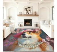 Generico Tappeto Da Soggiorno Lavabile In Lavatrice, Multicolore Antiscivolo Tappeto Bello Dipinto Ad Olio Carino Animale Cucciolo, Tappeti 50 x 80 cm per Camera Da Letto, Cucina, Ufficio, Corridoio