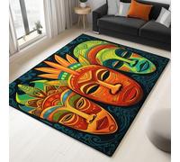 Generico Tappeto da Soggiorno Volto Umano Astratto Tribale Africano 140x200 cm Tappeti Lavabile Antiscivolo Morbido, Tappeto Pelo Corto per Camera da Letto, Cameretta dei Bambini, Ufficio