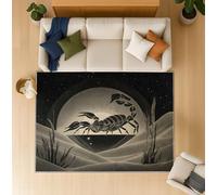 Generico Tappeto dal design contemporaneo con motivo Zodiaco, Carbone Tappeto Camera Da Letto con Retro in Gomma Antiscivolo, Scorpione Dune di Sabbia Tappeti per Bambini 60 x 100 cm