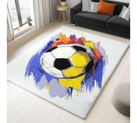 Generico Tappeto Di Flanella Stampato Bianco Scarabocchio Del Fumetto Di Calcio Tappeti Morbido Soggiorno Camera, Per Bambini Camera Da Letto Tappeto Antiscivolo 120 x 180 cm