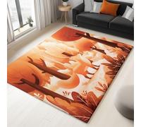 Generico Tappeto Di Flanella Stampato Colore Arancione Animali Dei Cartoni Animati Foresta Volpe Tappeti Morbido Soggiorno Camera, Per Bambini Camera Da Letto Tappeto Antiscivolo 120 x 180 cm