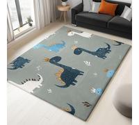Generico Tappeto Di Flanella Stampato Grigio Arte Doodle Dinosauro Con Corona Tappeti Morbido Soggiorno Camera, Per Bambini Camera Da Letto Tappeto Antiscivolo 120 x 180 cm