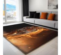 Generico Tappeto Di Flanella Stampato Nero Animale Tigre Di Fiamme Tappeti Morbido Soggiorno Camera, Per Bambini Camera Da Letto Tappeto Antiscivolo 60 x 90 cm