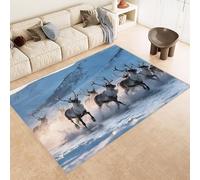 Generico Tappeto Esterno 50x80 cm Imitazione Cashmere Tappeto Pelo Corto Modello Sika Cervo Montagne Neve 3D Tappeti Cucina Antiscivolo Lavabile Antimacchia Adatto per Appartamenti Camerette Ingressi