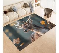Generico Tappeto Esterno 50x80 cm Imitazione Cashmere Tappeto Pelo Corto Modello Sika Cervo Rosa Fiori 3D Tappeti Cucina Antiscivolo Lavabile Antimacchia Adatto per Appartamenti Camerette Ingressi