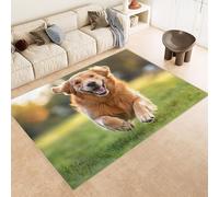 Generico Tappeto Esterno 60x90 cm Imitazione Cashmere Tappeto Pelo Corto Modello Cane Erba Fiori Animale 3D Tappeti Cucina Antiscivolo Lavabile Antimacchia Adatto per Appartamenti Camerette Ingressi