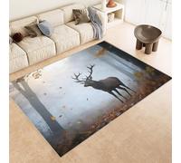 Generico Tappeto Esterno 60x90 cm Imitazione Cashmere Tappeto Pelo Corto Modello Sika Cervo Bosco Erba 3D Tappeti Cucina Antiscivolo Lavabile Antimacchia Adatto per Appartamenti Camerette Ingressi