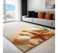 Generico Tappeto Film Spiagge Stelle Marine Conchiglie Ideale Per Adolescenti 80 x 150 cm, Tappeto Bambini Ragazzo Ragazzi da Letto Pelo Corto Lavabile Antiscivolo Morbido Beige