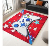 Generico Tappeto Gaming per Ragazzi e Teenager, Manette Gioco Rosso Art Design, XXL, Gamer Zone Camera Morbido Lavabile, 160 x 230 cm