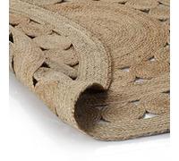 Generico Tappeto in Juta con Design Intrecciato 120 cm Rotondo,Beige,2.76kg,245343