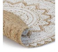 Generico Tappeto in Juta Intrecciata con Stampa 90 cm Rotondo,Beige,1.89kg,245339