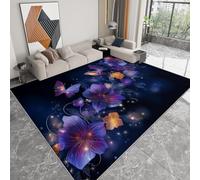 Generico Tappeto lavabile 120 x 170 cm per cameretta, corridore antiscivolo farfalla fiori vortici per camera da letto - tappeti stampato stile da sogno a pelo corto per sala da pranzo ufficio