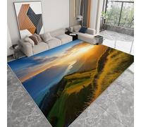 Generico Tappeto lavabile antiscivolo 80 x 150 cm paesaggio naturale con stampa moderna, tappeto a pelo corto montagne alba lago per soggiorno camera da letto ufficio cameretta facile da pulire