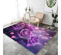 Generico Tappeto lavabile in lavatrice 40x60 cm, Viola antiscivolo resistente allo tappeto sporco stampa Romantico San Valentino Rosa, decorazione per soggiorno camera da letto la casa ufficio