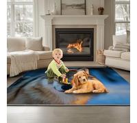 Generico Tappeto lavabile in lavatrice Animali Lupo Nella Neve 180 x 240 cm Antiscivolo Non perde pelucchi Tappeto, Moquette soggiorno Blu Navy, per interni per soggiorno, camera da letto