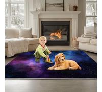 Generico Tappeto lavabile in lavatrice Corpi Celesti Modelli Di Stelle 160 x 230 cm Antiscivolo Non perde pelucchi Tappeto, Moquette soggiorno Blu, per interni per soggiorno, camera da letto