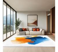 Generico Tappeto lavabile in lavatrice Curva Astratta Del Volto Umano 140 x 200 cm Antiscivolo Non perde pelucchi Tappeto, Moquette soggiorno Arancione Blu, per interni per soggiorno, camera da letto