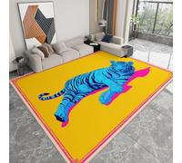 Generico Tappeto lavabile in lavatrice Motivo Di Confine Con Tigre Animale 120 x 180 cm Camera da letto Home Decor Tappeto Giallo, per Camera Sala da Pranzo Cameretta Bambino Ufficio