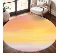 Generico Tappeto Lavabile in Lavatrice Rotondo 100 cm, Semplice Tramonto Astratto Tappeto Rotondo Salotto Morbido e Resistente All'usura Giallo-Arancio Antiscivolo Tappeti per Sala da Pranzo