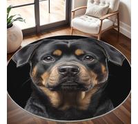 Generico Tappeto Lavabile in Lavatrice Rotondo 180 cm, Rottweiler Carino Tappeto Rotondo Salotto Morbido e Resistente All'usura Nero Antiscivolo Tappeti per Sala da Pranzo