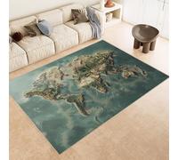 Generico Tappeto Lavabile Mappa Del Mondo, Tappeto Salotto Stile Artistico Tridimensionale, Corridoio, Cucina Tappeti Orientale, Classico, Leggera Manutenzione Pelo Corto 180X240Cm